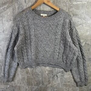 No Comment grey cable knit sweater Size L Woman's  #knitwear #cableknit